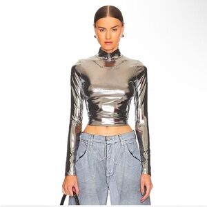 Diesel Metallic Silver Crop Top